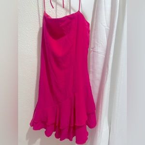 Lucy in The Sky Azura Asymmetrical Frill Dress - hot pink